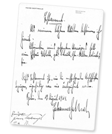 Ausriß des handschriftlichen Testaments von Johannes Gottwald